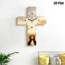 2D Flat, 1pc Pray For Faith Decorative Wall Clock, Super Silent Quartz Movement, No Ticking Sound, Decorative Clock For Living Room, Bedroom, Office, Kitchen And Cafe, Perfect For Christmas, New Year, Valentine's Day Gifts - Multicolor - View 8