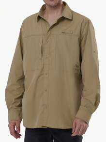 CAMEL CROWN Men's Long-Sleeve Sun-Protection Shirt Outdoor Quick-Drying Hiking Fishing Button-Down Shirt