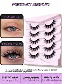 Asiteo New Style 5 Pairs Wet Look Manga Curl Thick Full Strip Lashes Natural Long Faux Mink Eyelashes