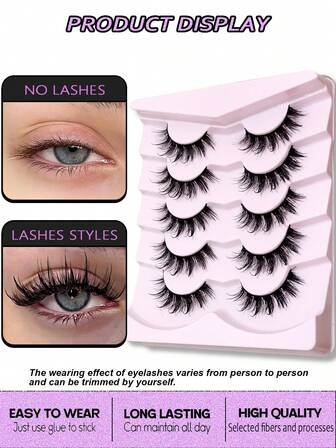  Asiteo New Style 5 Pairs Wet Look Manga Curl Thick Full Strip Lashes Natural Long Faux Mink Eyelashes