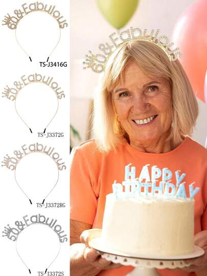 1pc Birthday Headband For Women Happy 50th Birthday Decorations Rhinestone Birthday Crown Tiara 60th Birthday Decorations For Her Birthday Headband, Hair Band, Makeup, Hair Hoop, Hair Accessories, Hairband For Women, Home Beauty Women Accessory Gifts ,Head Piece