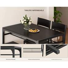 4-Piece Dining Table Set With Bench Kitchen Table And 2 Chairs For 4 People With Bench For Small Space, Apartment - Black - View 8
