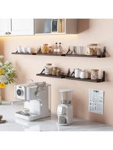 Estantes flotantes de pared, estantes de pared, adecuados para la sala de estar, el baño, el dormitorio, la cocina, la decoración del hogar, los estantes de pared del dormitorio, los estantes montados en la pared, para el almacenamiento de pared, exhibición de estantes de madera de estilo rústico adecuados para libros, plantas, baño, cocina, estantes de esquina de la sala de estar, estantes flotantes, estantes de madera rústica, estantes montados en la pared, adecuados para la decoración del baño, el dormitorio, la sala de estar y las plantas - Multicolor - Ver 9