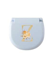 1个蓝色缝纫工具盒，金色三花字母图案，金色A-Z字母图案，缝纫初学者完美礼物：1套便携式迷你缝纫工具包 - 可折叠，DIY缝纫用品和配件，适合旅行者和应急衣物收纳，迷你针盒，便携式小型针包，缝纫工具组合套装，适合酒店、宿舍、学校必备