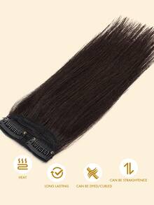 1PC Clip-In Hair Extensions Real Human Hair Clip Ins Topper Extensions Invisible Seamless Design Adds Top Side Volume For Thin Hair Short Straight 4-12Inch Unisex Thickening Hairpiece - Natural Black - View 5