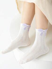 4 đôi tất trẻ em cổ ngắn với nơ 3D nhiều màu sắc, tất trắng dài đến bắp chân, thích hợp mặc đi học, dễ thương và vui nhộn, thể thao và chạy bộ, kiểu công chúa ngọt ngào, phù hợp cho mùa xuân, hè, thu và đông, món quà đáng yêu cho bé gái, phù hợp cho bé từ 1-12 tuổi, màu ngẫu nhiên. - Nhiều màu - Xem 10