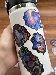 50 piezas de pegatinas láser holográficas impermeables de vinilo para botellas de agua, portátiles, monopatines, scrapbooking, diarios, cuadernos - Multicolor - Ver 6