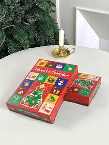 5 piezas Caja de regalo de Navidad, Calendario de Adviento de 24 días, Diseño creativo de 12 y 24 cuadrículas, Caja de embalaje de regalo para crear ambiente navideño, Experiencia interactiva de desempaquetar, Caja de regalo de Nochebuena, Adecuado para decoración de fiesta de Navidad y escenarios de entrega de regalos
