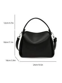 Women's Handbag, Fashion Minimalist Business Casual Tote Bag, Elegant Shoulder Bag, Black Bucket Bag - Black - View 11