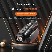 Monóculo de visão noturna para caça, acampamento e observação da vida selvagem, e câmera de vigilância IP54 à prova d'água com infravermelho de 7 níveis e visão noturna ajustável - Preto - Visão 6