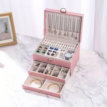 High-End Jewelry Storage Box - Large Capacity Organizer For Necklaces, Earrings, Bracelets, And Rings, Perfect Gift For Mother's Day, Father's Day, Or Teacher's Day, Exquisite Gold Jewelry Box - 粉色 - 查看 12