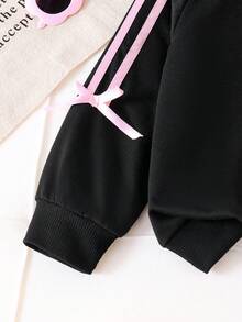 幼儿卡通印花保暖圆领运动衫和裤子套装 - 黑色 - 查看 4