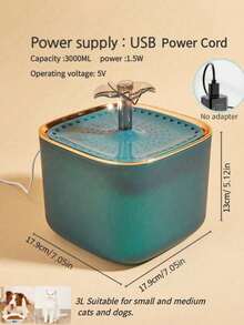 PETSIN Distribuitor automat de apă pentru animale de companie de 3L/101,5 OZ/0,8 galoane cu 2 bucăți de filtre de schimb, fântână de apă potabilă liniștită de mare capacitate pentru pisici și câini mici până la mijlocii - Multicolor - Vizualizare 7