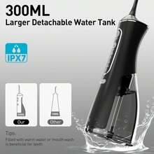 Máy tăm nước nha khoa Oral Irrigator Dental Water Flosser Teeth Whitening không thấm nước cầm tay Dental Water Jet Floss 300ML làm sạch răng - màu đen - Xem 4