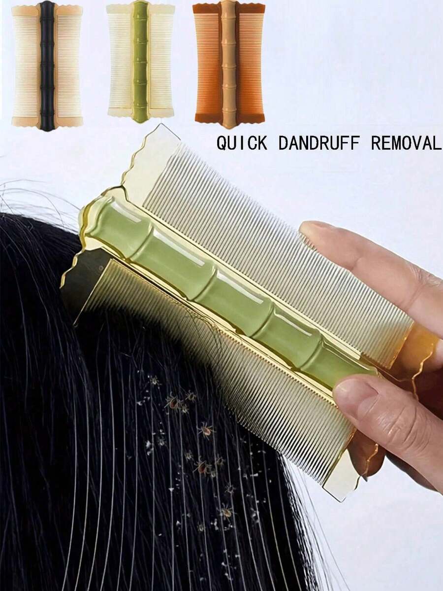 双面除虱胡须梳-去头屑结节清洁神器加密细齿梳女剃头梳去除小虱子卵超密齿梳子女生脱毛工具细齿去头屑虱子卵 - 彩色 - 查看 1