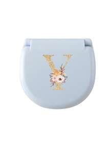 1个蓝色缝纫工具盒，金色三花字母图案，金色A-Z字母图案，缝纫初学者完美礼物：1套便携式迷你缝纫工具包 - 可折叠，DIY缝纫用品和配件，适合旅行者和应急衣物收纳，迷你针盒，便携式小型针包，缝纫工具组合套装，适合酒店、宿舍、学校必备