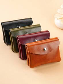 1 件迷你复古素食零钱包拉链信用卡夹正品卡夹正品卡夹便携式卡夹女士钱包钱夹迷你钱包钱包秋季男士钱包皮革小钱包 - 彩色 - 查看 3