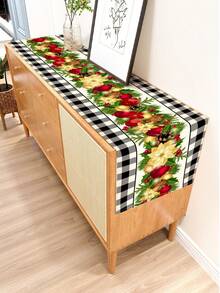 1 pieza Camino de mesa con estampado de serie navideña, 4 piezas Individuales con estampado navideño, adecuado para fiestas, cumpleaños, cenas, decoración de cocina y comedor, decoración del hogar y sala de estar para todas las temporadas - Multicolor - Ver 11