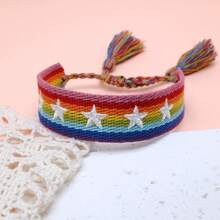 1pc Star Decor Handmade Braided Bracelet, Creative Embroidery Design, Suitable For Party, Beach, Travel, Gift For Friends, Family, Classmates - Colorful - View 6