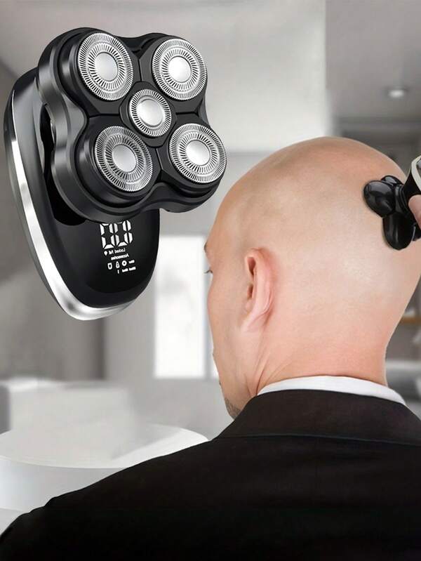  Kemei KM-T378 Professional Electric Shaver LED Smart Display 5D Floating Head, Wet And Dry Bald Haircut Beauty Kit, Men's Cordless Rotary Shaver, Portable Beard Trimmer, Christmas Gift, Father's Day Gift, Suitable For Travel