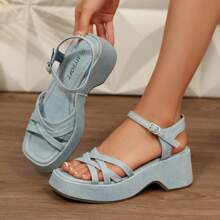Women's Wedge Sandals Adjustable Buckle Strap Platform Wedge Shoes Open Toe Casual Daily Sandals