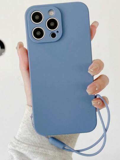 1 件纯色硅胶液体手机壳带挂绳，适用于三星、Apple 11/12/13/14/15/16 Pro Max、三星 S22/23/24/S25+ UA04/A05/A14/A15/A24/A25/A34/A54 SA56/A36/A26 防水防震防摔防刮