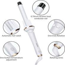 This 28mm Auto Curling Iron Is Equipped With Automatic Curling Devices On Both Sides, Providing 3 Temperature Settings, Built-In Negative Ion Generator, Smart Timer And Sensor, And Auto Shut-Off Function. It Can Easily Create Big Waves And Beach Curls With One-Touch Automatic Release, Making It A Professional Auto Curler That Can Hold The Style For Long. Suitable For Mother's Day, Valentine's Day And Other Holidays, As Well As For Home And Travel Use. - EU C Type Plug(220-240V) - View 6