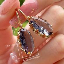 Fashion Bride Wedding Pendant Earrings Claw-Shaped Inlaid Oval Blue Earrings Women's Jewelry Gift - 天藍色 - 查看 6