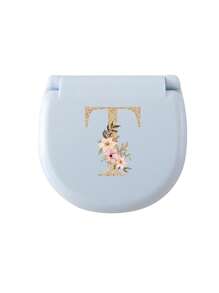 1个蓝色缝纫工具盒，金色三花字母图案，金色A-Z字母图案，缝纫初学者完美礼物：1套便携式迷你缝纫工具包 - 可折叠，DIY缝纫用品和配件，适合旅行者和应急衣物收纳，迷你针盒，便携式小型针包，缝纫工具组合套装，适合酒店、宿舍、学校必备