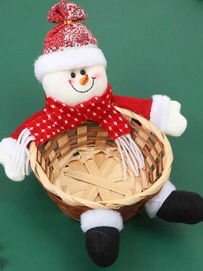 Figuras navideñas, cestas de bambú, adornos, cestas de caramelos de Papá Noel, cestas de frutas, artículos decorativos, cestas de bambú, decoraciones