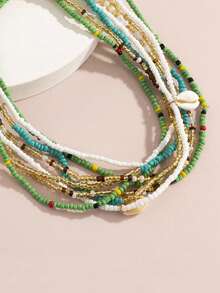 4pcs/set Fashion Plastic Shell & Bead Decor Waist Chain For Women For Daily Decoration - Multicolor - View 2