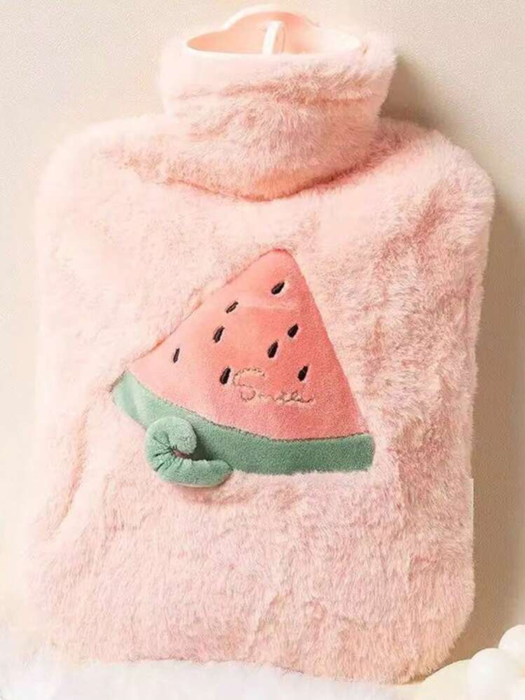 Joivida 1 件男女通用卡通水果图案植绒大容量热水袋，可重复填充，防爆，防漏，可拆卸，温暖暖手器，适合冬季户外露营、旅行、居家、办公室、学校、宿舍、日常使用 - 彩色 - 查看 18