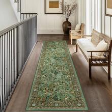 Botanical Printed Area Rug Vintage Floral Rug Washable Area Rug Stain Resistant Non-Slip Foldable Interior Decorative Rug For Bedroom Farmhouse Apartment Dining Room Laundry Room - 淺綠色 - 查看 8