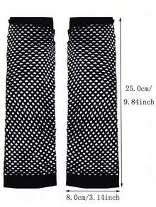 1 双女式长款露指渔网手套，80 年代派对装饰，新年派对装饰 - 查看 11