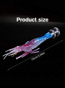 GOTURE Goture 1pc Luminous PVC Simulation Shrimp Shaped Squid Hook - Soft Bait Lure Lure For Large Shrimp, High Biomimetic Lure Lure For Lure Fishing