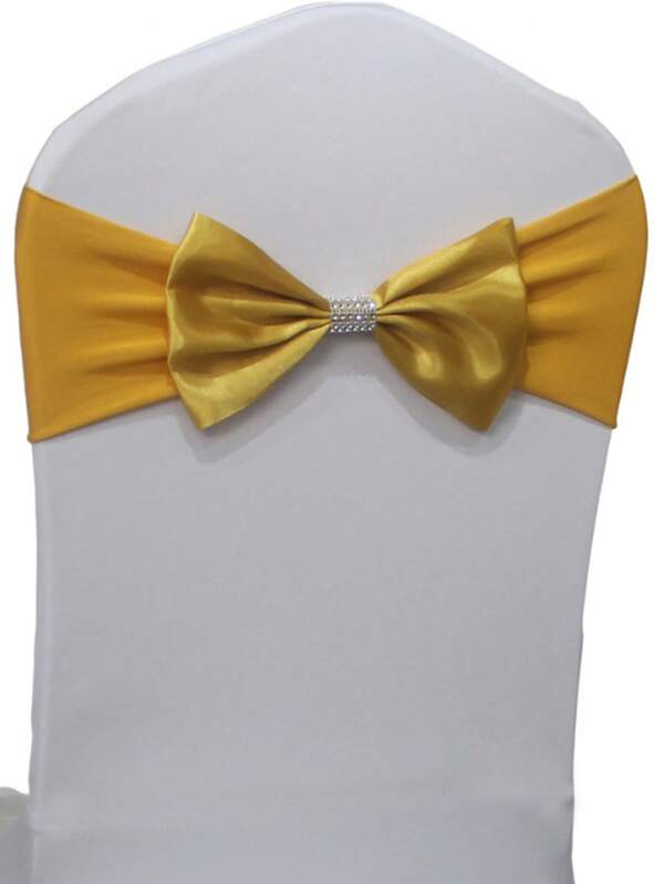 10pcs/25pcs Stretch Spandex Chair Sash Band With Rhinestone Buckle Elastic Chair Knot Belt Ties Satin Chair Ribbon Bow For Banquet Party Home Birthday Event Hotel Wedding Decoration