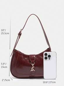 新款多功能单肩包，采用耐用PU材质，配有搭扣和拉链双重闭合设计，适合女性通勤和腋下携带，适用于日常通勤、购物和聚会等场合。 - 紅色 - 查看 6