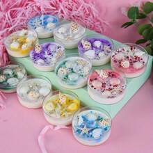 6pcs 5.8cm*5.8cm Shell-Themed Scented Candle Gift Set With Pearl & Glitter Accents - 6 Unique Scents For Romantic Ambiance, Perfect For Valentine's Day & Graduation Gifts Candles With Crystal & Ocean Shell Decor
