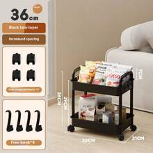 3/4/5 Tier Heavy Duty Rolling Storage Cart With Wheels - Multipurpose Organizer, Sturdy Plastic Construction, Easy Assembly No Tools Required, Space Saving Storage Shelves For Kitchen, Bathroom, Office, Bedroom - Suitable For Home, Commercial Use - White/Black Heavy Duty Rolling Cart, Home Organization, Compact Design, Durable Structure, Mobile Storage Rack, Office Personnel, Bookshelf (Some Colors Random)