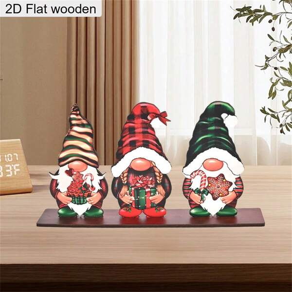 1 Piece Three Christmas Dwarfs Wooden Ornaments Christmas Decoration Signage Plaque Christmas Desktop Decoration Ornaments Holiday Home Decor Christmas Gifts 2D Flat Wooden Crafts