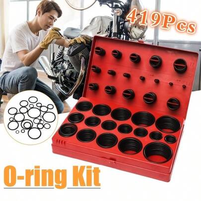419Pcs Assorted O Ring Rubber Seal Assortment Set Kit Garage Plumbing With Case For General Plumbers Mechanics Workshop