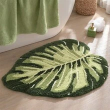 Green Leaf Bath Rug For Bathroom Soft And Absorbent Bath Mat Non-Slip Fuzzy Floor Rug For Home - 綠色 - 查看 8