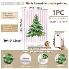 1 buc. Artă de perete de Crăciun, Brad de Crăciun verde vintage cu fundal roz, Decorațiuni de Crăciun roz distractive, Artă festivă, Descărcați acum Potrivit pentru camere de copii, creșe, dormitoare de petrecere pentru băieți și fete, decorațiuni pentru sălile de clasă de grădiniță, Impermeabil. Tapet decorativ pentru tăblia de pat, Decorațiuni de petrecere, Cadouri