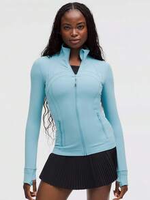 Define Jacket Nulu Washed Blue-For Yoga Gym Running-Sweat-Wicking-Yoga-All Seasons Sport-Spring/Summer-Autumn/Winter-Back To School - 水洗藍 - 查看 1