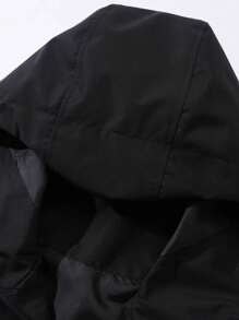 男士轻便防水雨衣连帽外套户外雨衣徒步风衣夹克外套 - 黑色 - 查看 3