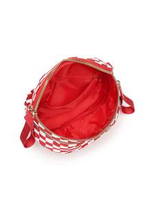 Classic Checkered Design Crossbody Bag–Matches Diverse Styles For Outings, Commutes & Leisure Time  Ample Space For Daily Errands, Casual Outings & Travel Adventures - Kẻ caro đỏ - Xem 9