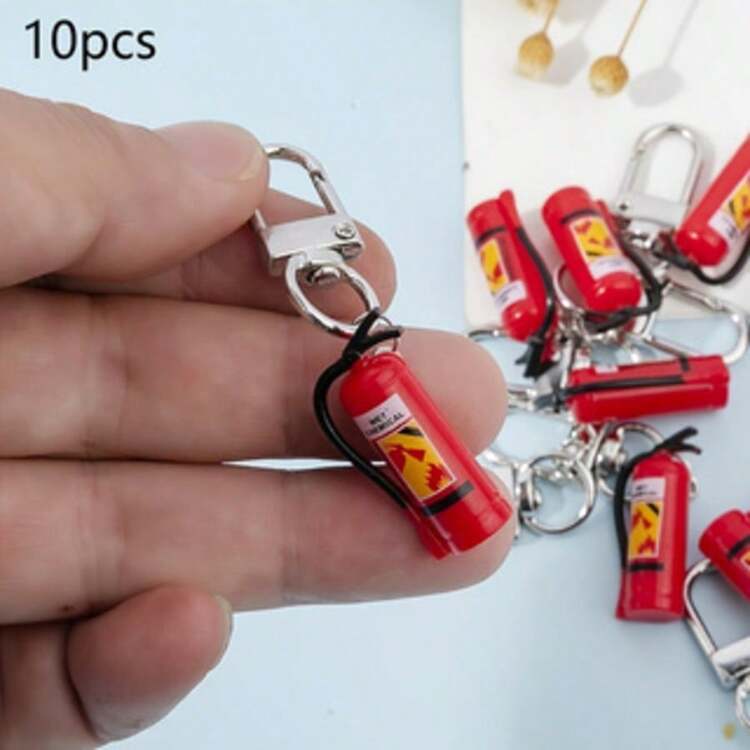 10 件红色灭火器吊坠配龙虾扣 - 微型树脂防火钥匙扣礼物，适用于珠宝制作、DIY 工艺品、包装装饰 - 彩色 - 查看 13
