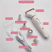 [Perfect Gift For Women] 4-In-1 Rechargeable Electric Razor For Women Face, Nose, Legs, Underarm, Bikini Trimmer, Women'S Electric Shaver Painless Grooming Kit - Portable USB Charging ,, Mother's Day Gifts,Great For Halloween, Christmas Gifts,Valentine's Day Gift - 白色 - 查看 9