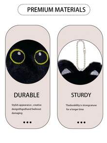 1pc Big-Eyed Black Cat Plush Pendant Cute Black Kitten Keychain Cute White Plush Kitten Bag Keychain Ornaments Student Backpack Pendant Cute Plush Pendant Schoolbag Pendant Car Keychain Cartoon Keychain, Keychain Ornaments Small Pendant Couple Keychain Boys And Girls Gifts, Friends Gifts, Event Souvenirs. - Multicolor - View 7