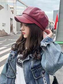 1 件韩式贝雷帽，时尚八角帽，女式艺术家帽，新款纯色，羊毛混纺帽檐贝雷帽，英式报童帽，适合日常佩戴、节日、聚会、典礼 - 黑色 - 查看 17